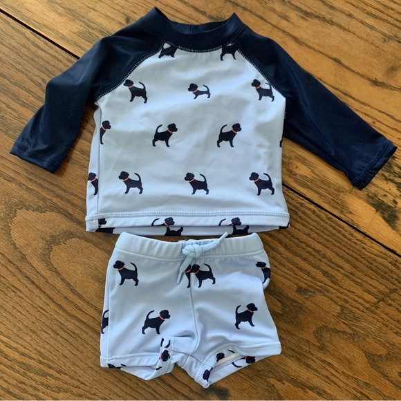 Janie and Jack Swim Janie And Jack Black Lab Swim Set Rash Guard 3 Months Euc Beach Pool